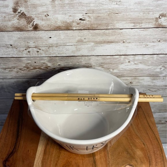 Rae Dunn STIR FRY Rice Bowl with Chopsticks NIP - Picture 2 of 2
